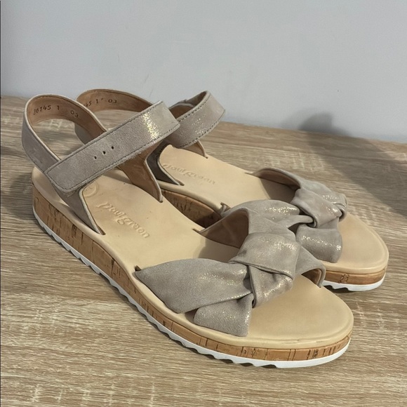 Paul green Taupe Knotted Sandals with Ankle Strap size 8.5 - Picture 1 of 10